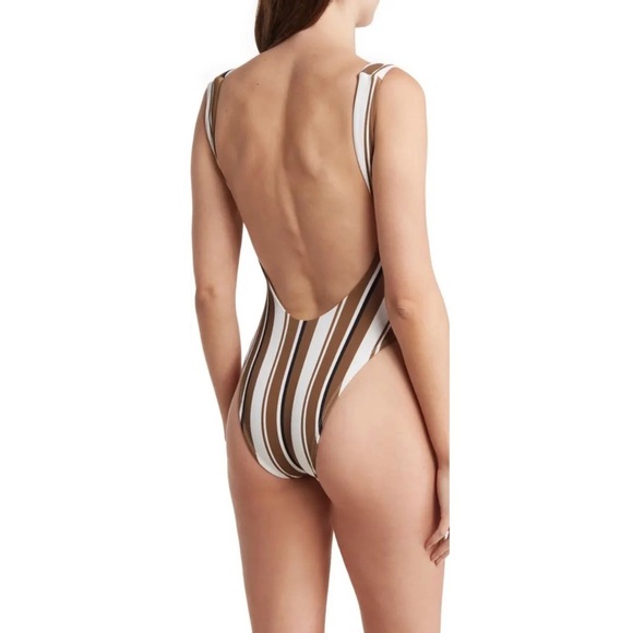 Vitamin A stripe deep low back one piece